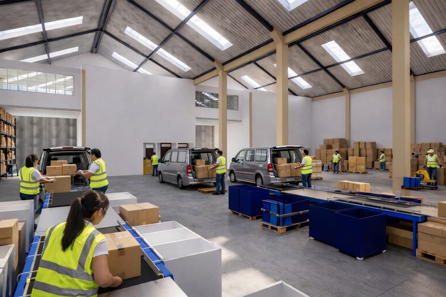 Team sorting parcels in the Chui warehouse